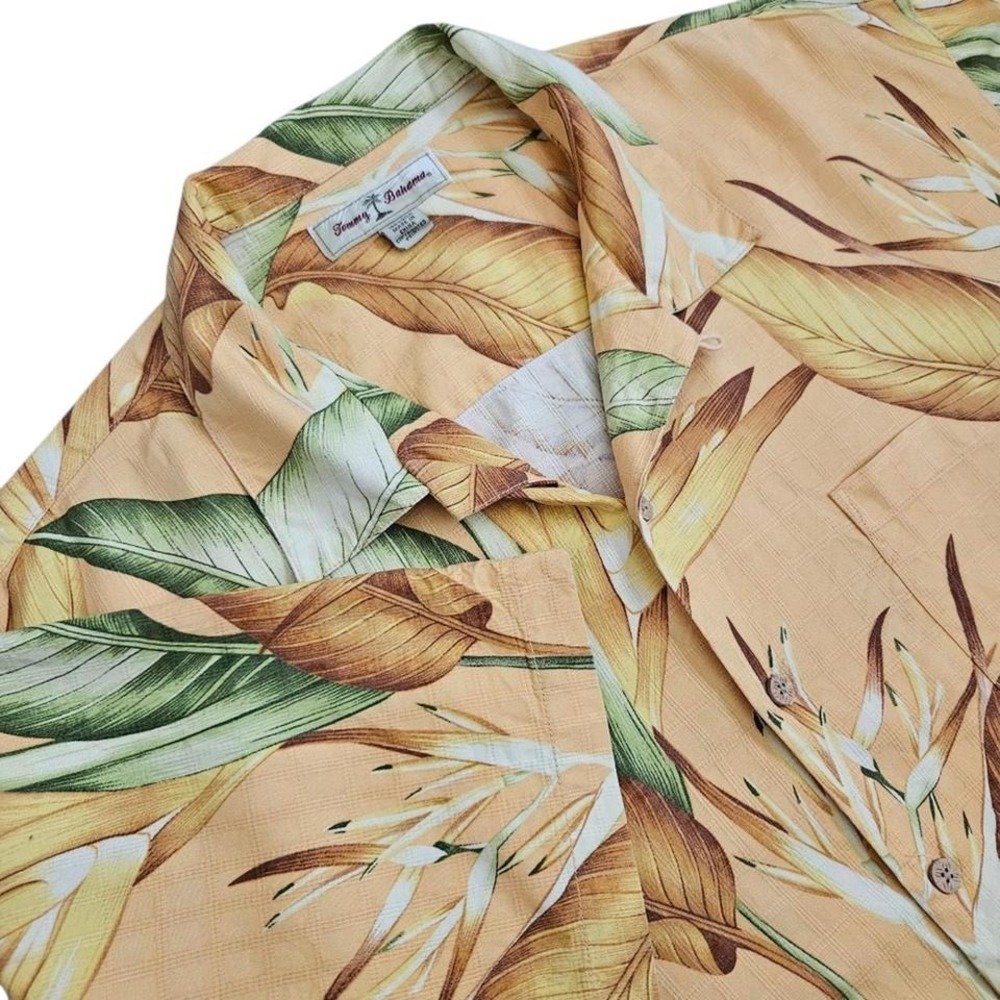Vintage Tommy Bahama Silk Camp Shirt Mens‎ XL Orange/Yellow Floral Hawaiian - Picture 2 of 8